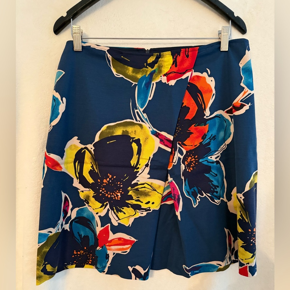Trina Turk - Vibrant Blue Skirt with vibrant orange & yellow Floral design